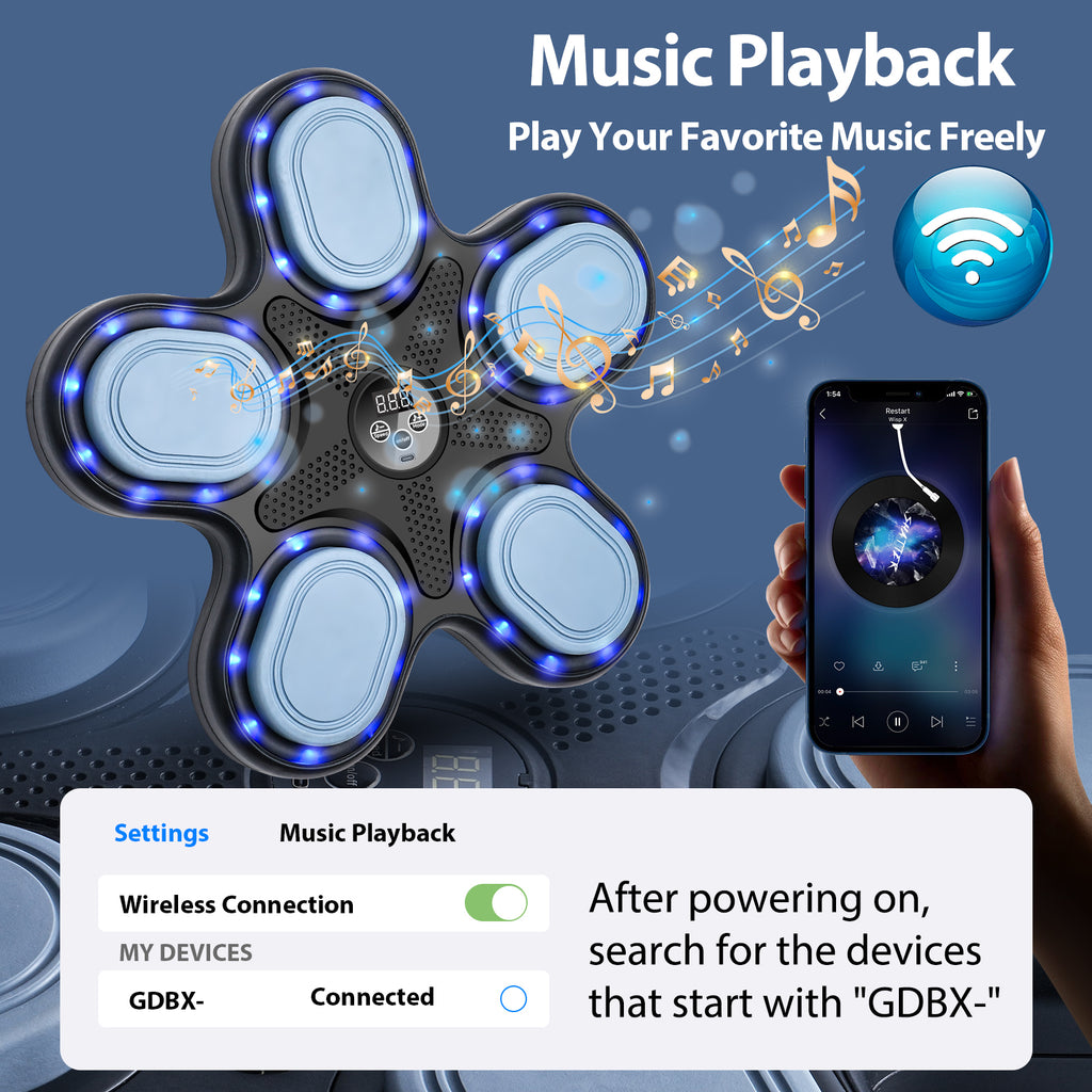 OurStarry Smart Music Boxing Machine for Adults and Kids, Training Machine with LED Electronic Wall Mounted, Home Indoor Workout Equipment with Premium Boxing Gloves (Black 11)