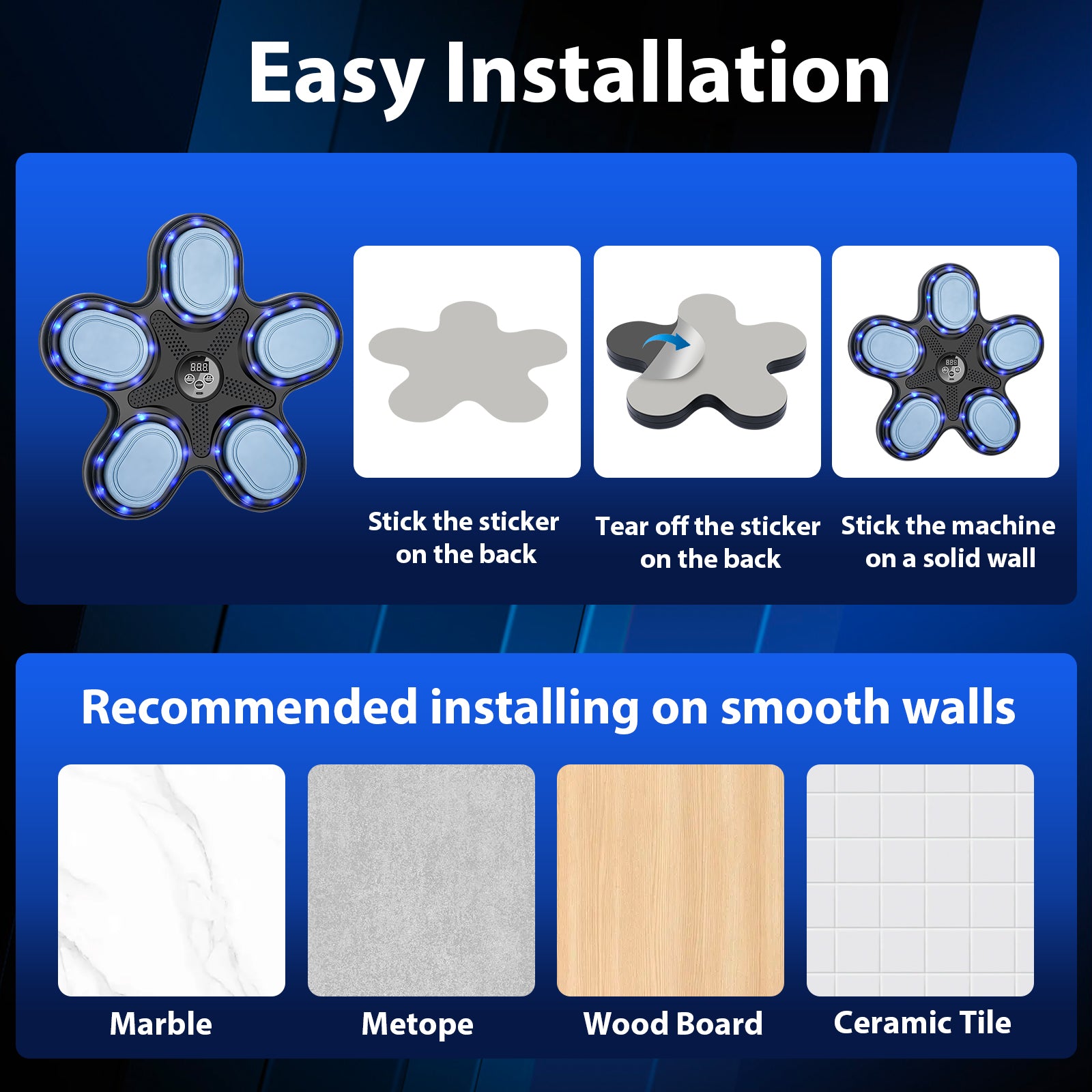 OurStarry Smart Music Boxing Machine for Adults and Kids, Training Machine with LED Electronic Wall Mounted, Home Indoor Workout Equipment with Premium Boxing Gloves (Black 11)